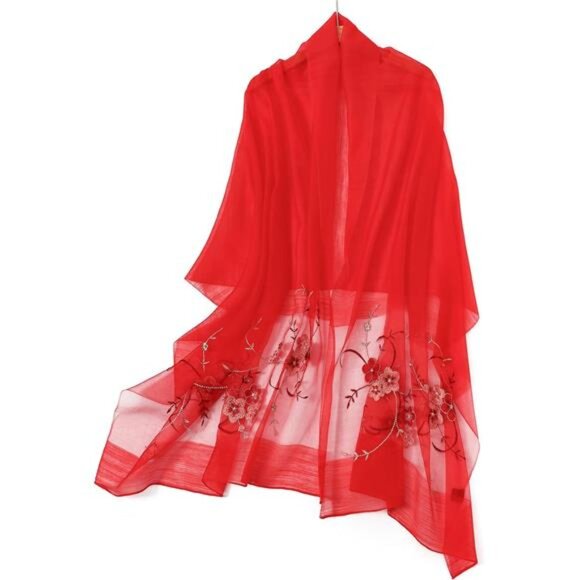 Women Silk & Wool Long and Large Scarf Shawl Wrap For Evening Dress - Picture 2 of 6